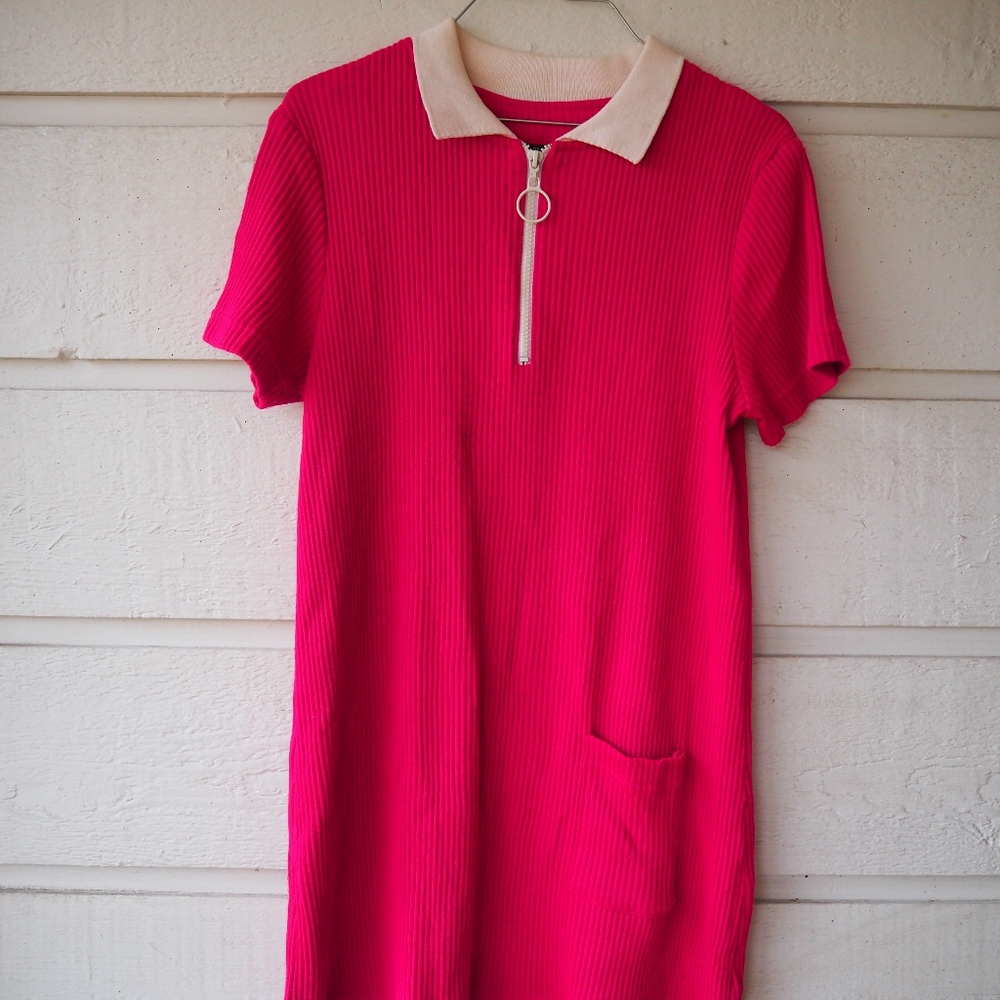 {Vintage} Hot Pink Knit Mini Dress!